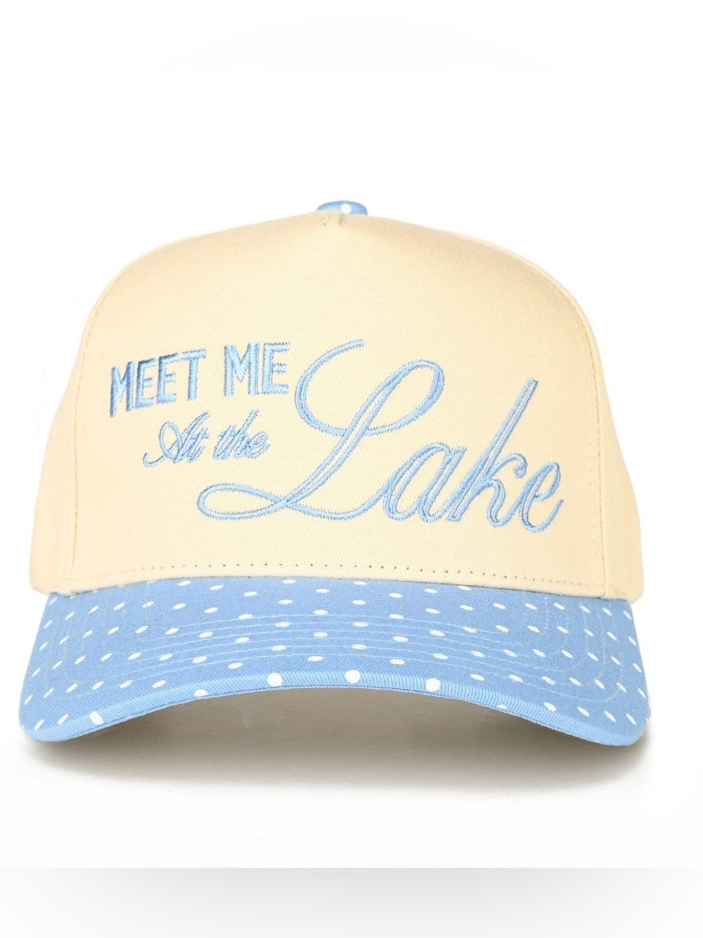 NWOT C.C MEET ME AT THE LAKE POLKA DOT BASEBALL CAP - SKY BLUE